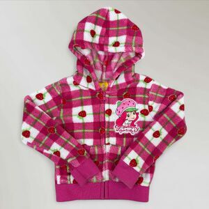 Strawberry Shortcake Girls Jacket Hooded Full Zip Red Hoodie Cartoon Y2K Size 5